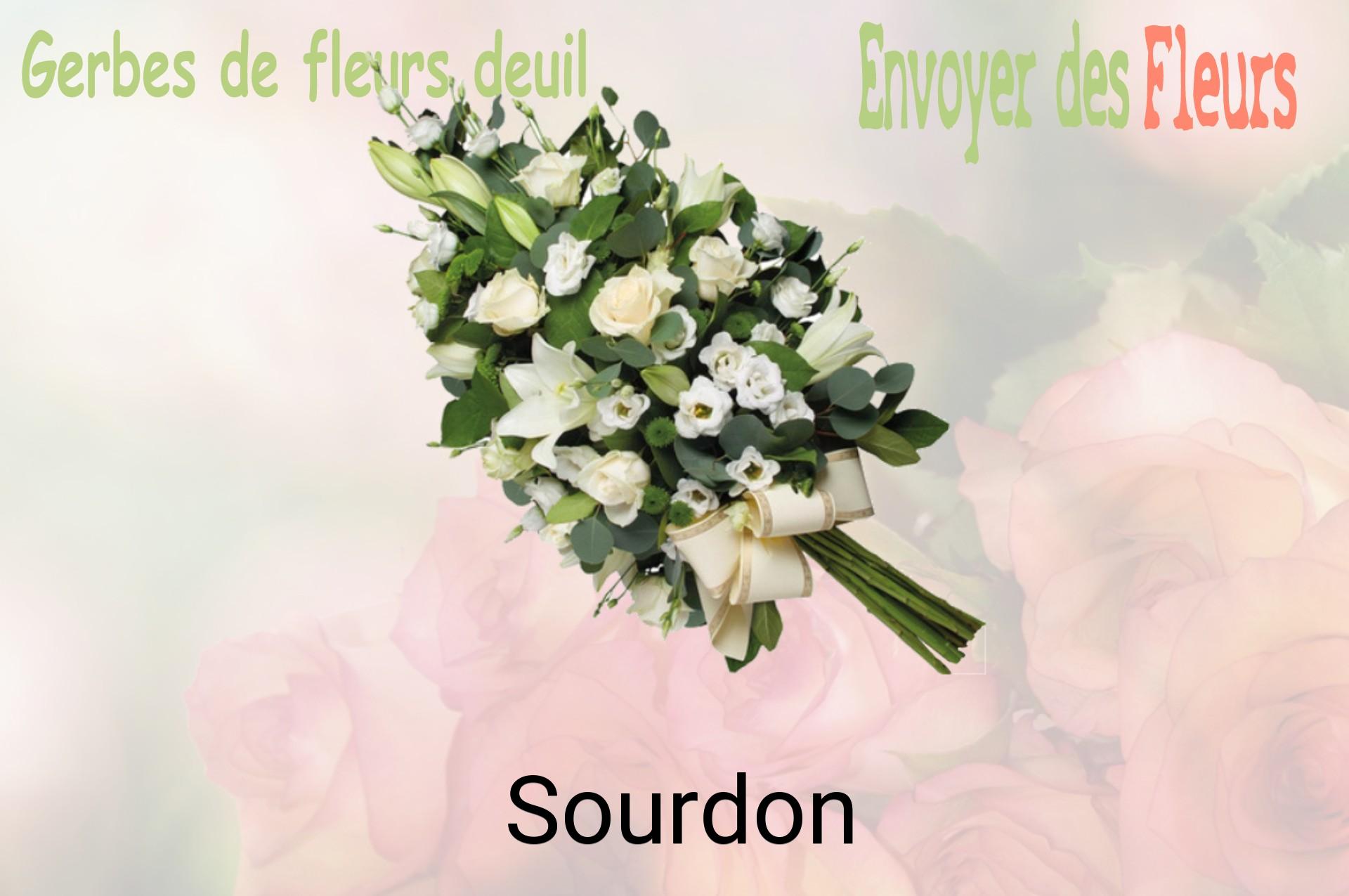 Gerbe de fleurs de deuil livrée à Sourdon